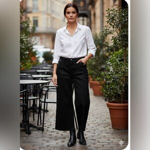 Nautica Women's Black Button Pocket Strechy Wide Leg Sailor Jeans. NWT Size 16